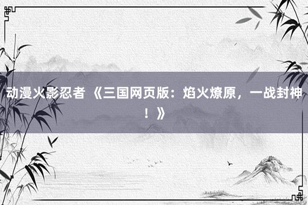 动漫火影忍者 《三国网页版：焰火燎原，一战封神！》
