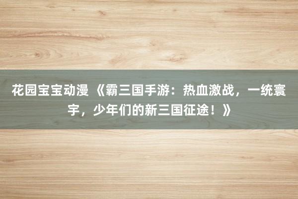 花园宝宝动漫 《霸三国手游：热血激战，一统寰宇，少年们的新三国征途！》